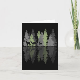 Tarjeta Deer Buck Doe Fawn Pine Trees Wilderness Love Camp