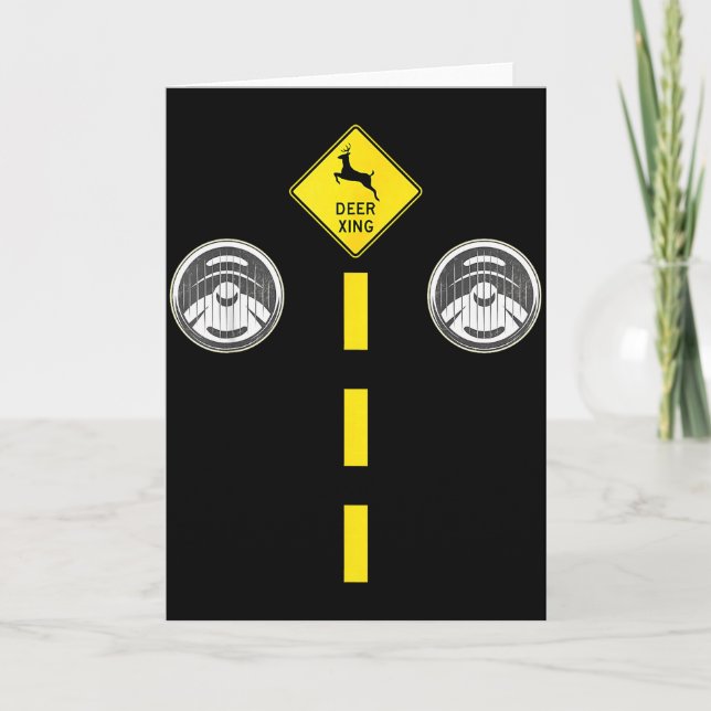 Tarjeta Deer Headlights With Road Markings Couples Costume (Anverso)