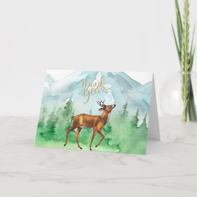 Tarjeta Deer Hunter Forest Mountain Gracias (Anverso)