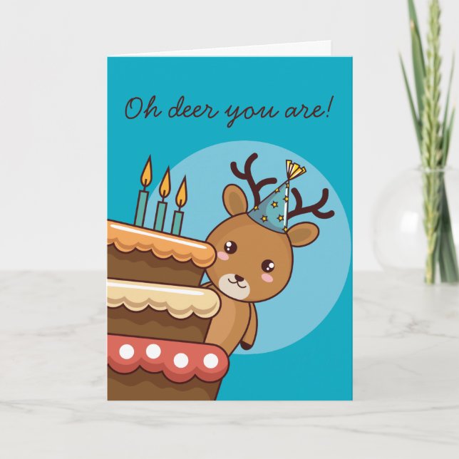 Tarjeta Deer Pun Feliz Cumpleaños (Anverso)