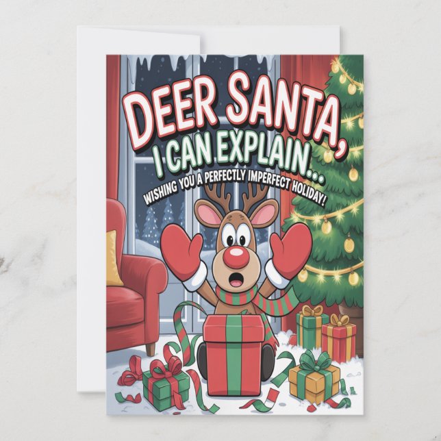 Tarjeta Deer Santa I Can Explain Christmas (Anverso)