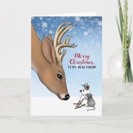 Tarjeta Deer y Mouse queridos amigos Navidades de vacacion