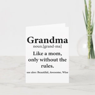 Tarjeta Definición De Abuela Como Mamá Sin Reglas Graciosa
