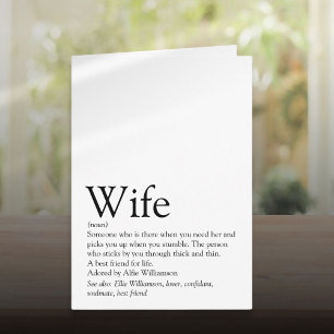 Tarjeta Definición de amor de esposa personalizada cita