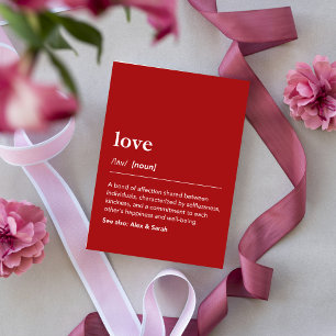 Tarjeta Definición de Amor Minimalista Moderna Rojo San Va