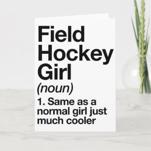Tarjeta Definición de chica de hockey sobre césped diverti