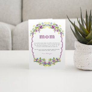 Tarjeta Definición de Día de la Madre con Flores en Acuare