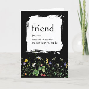 Tarjeta Definición De Diccionario Para Amigo Con Flores Si