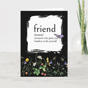 Tarjeta Definición De Diccionario Para Un AMIGO Con Flores