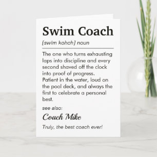 Tarjeta Definición de Entrenador de Natación Agradecimient