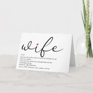 Tarjeta Definición de Esposa Escritura Elegante Corazón de