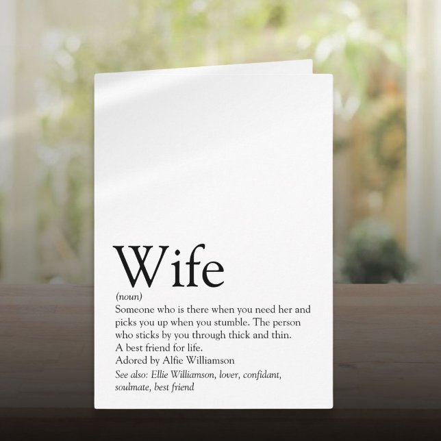 Tarjeta Definición de Esposa Personalizada Cita de Amor (Personalized Wife Definition Love Quote Card)