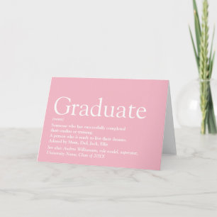 Tarjeta Definición de graduada personalizada rosa femenino