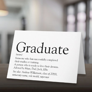Tarjeta Definición de Graduado Divertido Moderno Blanco y 