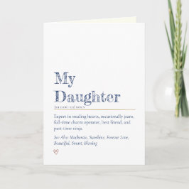 Tarjeta Definición de hija divertida y dulce minimalista