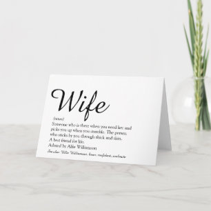 Tarjeta Definición de la mejor esposa del mundo Chic Scrip
