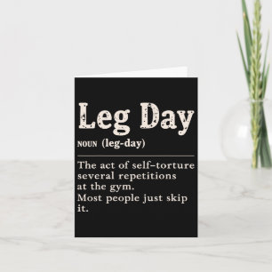 Tarjeta Definición de Leg Day Gym Funny Tee Workout Weight