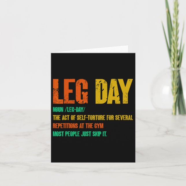 Tarjeta Definición de Leg Day Gym Pump Sobredimensionamien (Anverso)
