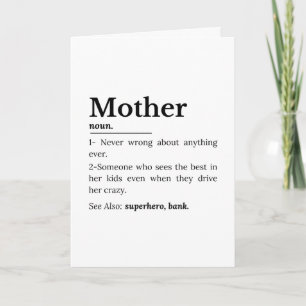 Tarjeta Definición de Madre Chiste de Mamá Divertido