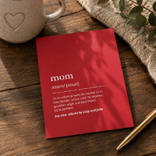 Tarjeta Definición de Mamá Moderno Rojo Personalizado Nomb