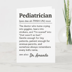 Tarjeta Definición de Pediatra Agradecimiento Personalizad