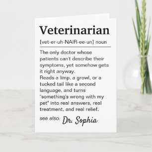 Tarjeta Definición de veterinario agradecimiento personali
