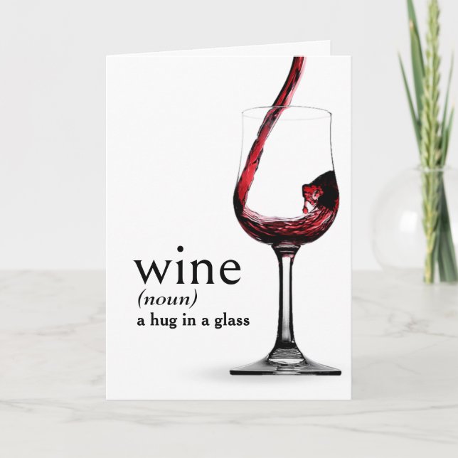 Tarjeta Definición de VINO del diccionario para cumpleaños (Anverso)