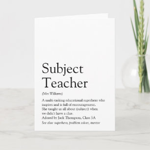 Tarjeta Definición del Mejor Profesor del Mundo