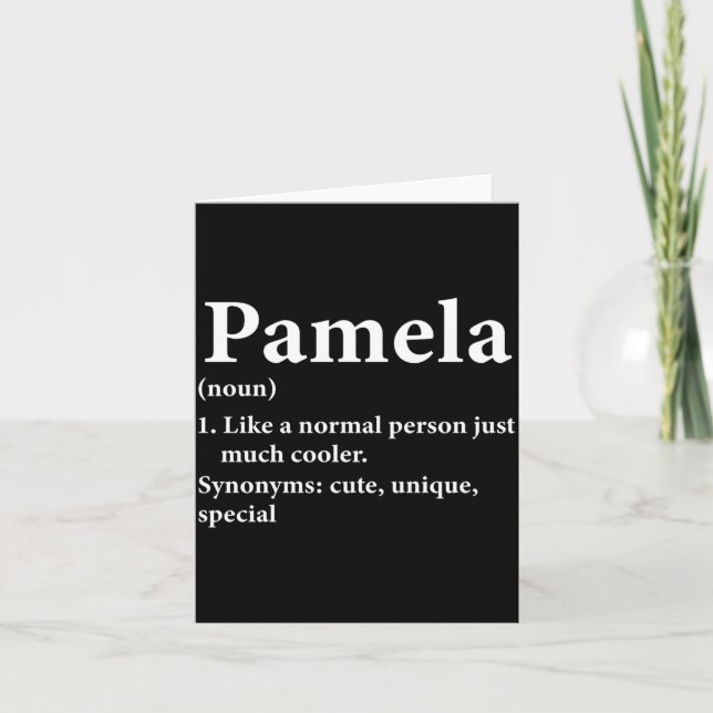 Tarjeta Definición del nombre Pamela Divertido D  (Anverso)