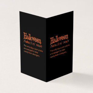 Tarjeta Definición divertida del diccionario de Halloween