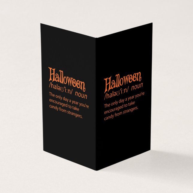 Tarjeta Definición divertida del diccionario de Halloween (Exterior)