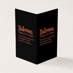 Tarjeta Definición divertida del diccionario de Halloween