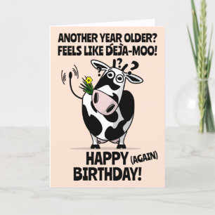 Tarjeta ¡DeJa-Moo! Cute Personalizado Cow feliz cumpleaños
