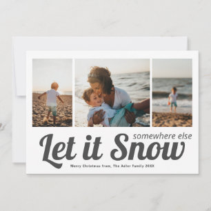 Tarjeta Deja que la foto de collage de Navidad nieve
