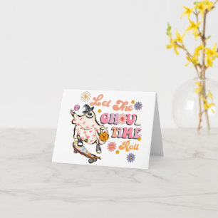 Tarjeta Deja que Ruede el Tiempo de los Ghouls Retro Hallo