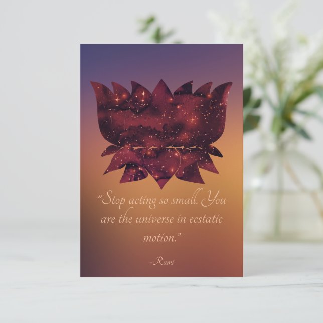 Tarjeta Dejar de actuar con letra pequeña Rumi Celestial L (Anverso de pie)
