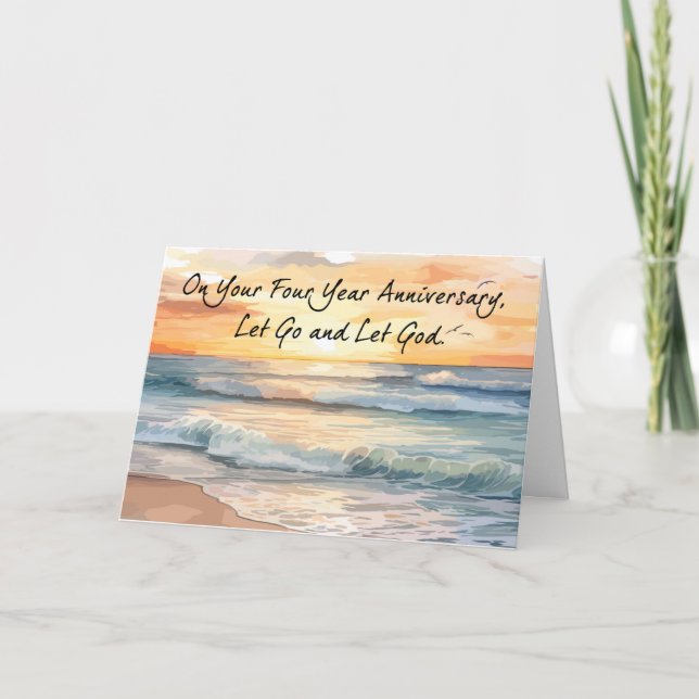 Tarjeta Dejar que Dios recupere su cuarto aniversario (Anverso)