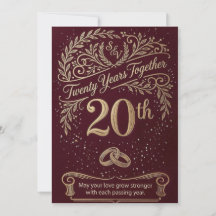 Tarjeta del 20º Aniversario de Maroon