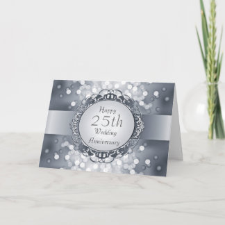 Tarjeta del 25º Aniversario Silver Bokeh