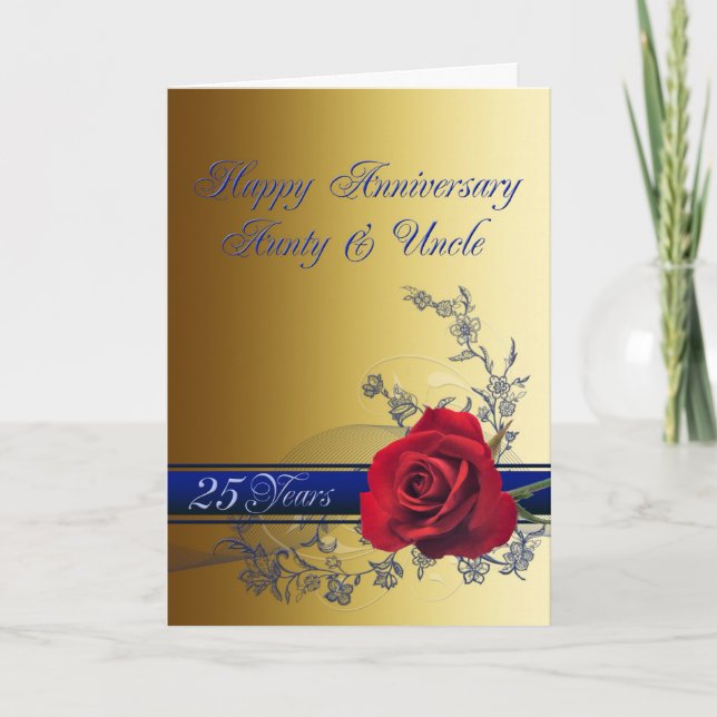 Tarjeta del 25 aniversario, tía y tío (Anverso)