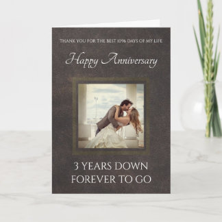 Tarjeta del 3er Aniversario de Aspecto de Cuero Tr
