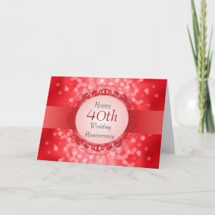 Tarjeta del 40 Aniversario Ruby Red Bokeh
