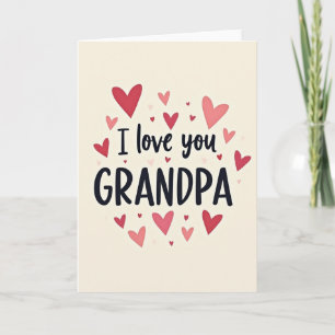 Tarjeta del abuelo con patrón de corazones
