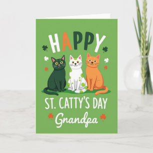 Tarjeta del abuelo de gatos de lunares
