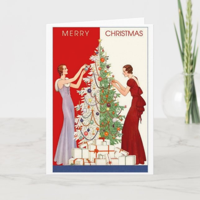 Tarjeta del ajuste del árbol de navidad del (Anverso)