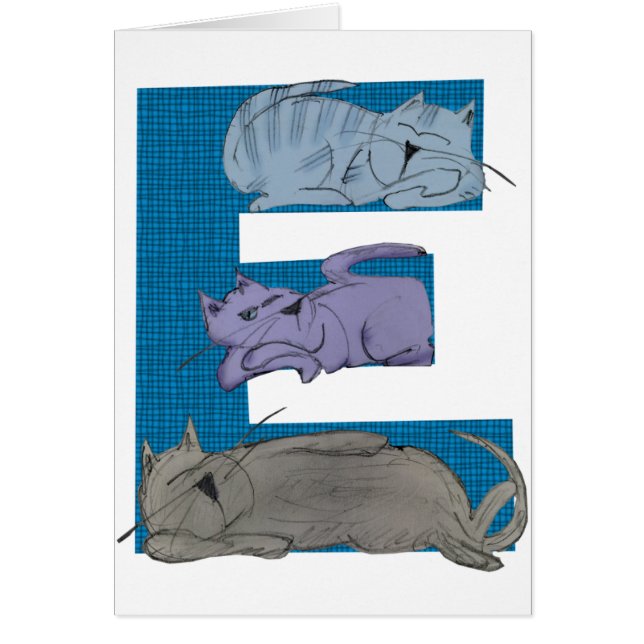 Tarjeta del alfabeto E del gato (Frente)