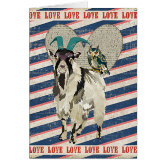 Tarjeta del amor de la cabra y del búho de Billy
