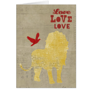 Tarjeta del amor de la silueta del león