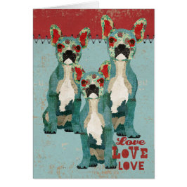 Tarjeta del amor de los bulldoges franceses