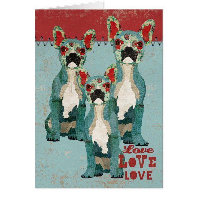 Tarjeta del amor de los bulldoges franceses (Frente)